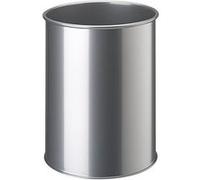 330123 corbeille à papier ronde 15 litres hauteur 31,5 cm en métal peint coloris argent métallisé