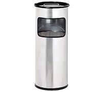 Durable 333023 Corbeille Haute Ronde 17 Litres avec Cendrier Bac à Sable Hauteur 62 cm en Métal Peint Coloris Argent Métallisé