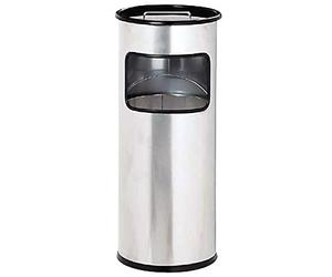 Durable 333023 Corbeille Haute Ronde 17 Litres avec Cendrier Bac à Sable Hauteur 62 cm en Métal Peint Coloris Argent Métallisé