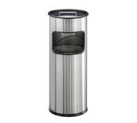 Durable 3373 23 Corbeille à papier avec cendrier INOX - Ø260 x 620 mm, 17 l, argent métallisé
