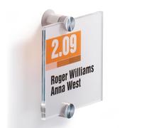 Durable 482019 Plaque de porte Plaque en cristal, 105 x 105 mm, avec insert en feuille imprimable, transparent