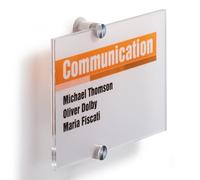Durable 482319 Plaque de Porte Plaque en Cristal, 210 x 148 mm, avec Insert en Feuille Imprimable, Transparent
