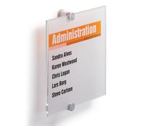 Durable 482419 Plaque de Porte Plaque en Cristal, 210 x 210 mm, avec Insert en Feuille Imprimable, Transparent