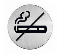 Durable 491123 Plaque d'Information Pictogramme Rond 83 mm en Acier Brossé Inoxydable Zone Non Fumeur Lot de 5