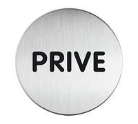 Durable 491268 Plaque de Porte Picto Ronde, Prive, 83 mm, Argent Métallique