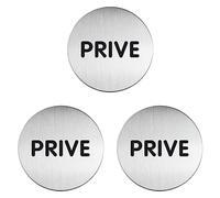 Durable 491268 Plaque de Porte Picto Ronde, Prive, 83 mm, Argent Métallique (Lot de 3)