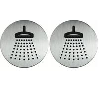 Durable 493823 Pictogramme Rond 83 mm en Acier Brossé Inoxydable Douche (Lot de 2)