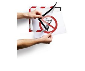 Durable 4944132 Duraframe Security Pochette Cadre d'Affichage Dos Adhésif pour Document A4 Bicolore Rouge/Blanc Sachet de 2