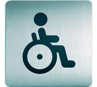 Durable 495323 Plaque d'Information Pictogramme Carré 150 x 150 mm en Acier Brossé Inoxydable Wc Toilettes Handicapes Personne à Monilite Reduite