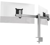 Durable 508523 Support Double Écran Pro pour Deux Moniteurs de 21 à 27 Pouces, Compatible Vesa, Inclinable et Ajustable ,Fixation Pince, Coloris Argent