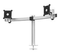 Durable 508623 Support Double Écran Pro pour Deux Moniteurs de 21 à 27 Pouces, Compatible Vesa, Inclinable et Ajustable ,Fixation Passe-Câble, Coloris Argent