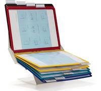 Durable 557900 Vario Pro Pupitre Métallique Mixte 10 Pochettes pour Consultation Et Présentation Documents A4 2 Pochettes/5 Coloris Assortis