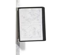 Durable 591401 Vario Magnet Wall 5 Support mural avec 5 pochettes de consultation noir