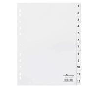 Durable 611202 Intercalaires de 1 à 12, format A4, portrait, blanc (10 x 1-12, format A4)