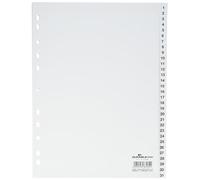 Durable 616002 Intercalaires de Numéro (Polypropylènes, A4 Portrait,Index 1-31, entièrement Couvert, Perforation Universelle) 1 Unité(S) Blanc