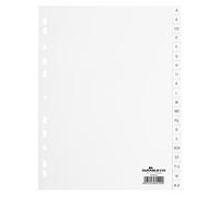 Durable 616801 Intercalaires de Numéro (Polypropylènes, A4Index A-Z , Perforation Universelle) 1 Unité(S) Blanc