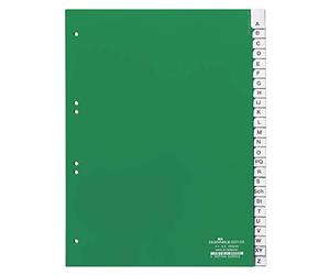 Durable 620005 Index en Plastique A - Z, A4 Portrait, Couverture Complète, 20 Partitions, Vert
