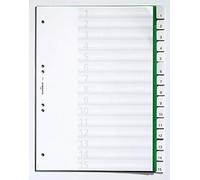 Durable 622205 Intercalaires Format A4 15 Touches - Onglets Soudés et Planches d'Insertions 1-15/A-Z - Page de Garde - Perforations 6 trous - PVC Rigide Coloris Vert