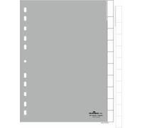 Durable 644110 Index vierges en PP (avec onglets vierges) 10 pièces, gris