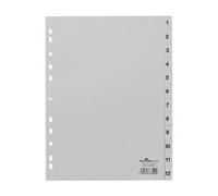 DURABLE Répertoire 6512 – DIN A4 plastique gris, 12 onglets imprimés (651210)