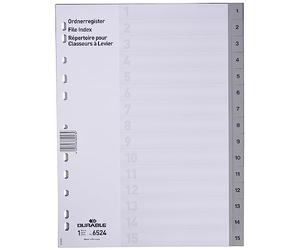Durable 6524 Répertoire DIN A4 1-15 polypropylène gris 15 onglets onglets imprimés 652410