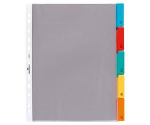 Durable 663019 Registre d'enveloppes A4 5 pièces, 1 pièce, transparent avec onglets de couleur