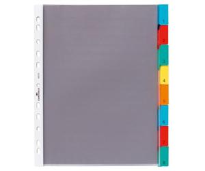 Durable 663119 Registre d'enveloppes A4 8 sections, 1 pièce, transparent avec onglets de couleur
