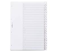 Durable 680019 Intercalaires Format A4 20 Touches Alphabétiques - Onglets Soudés Et Insertions A-Z - Page de Garde - Perforations 4 Trous - Pvc Rigide Transparent