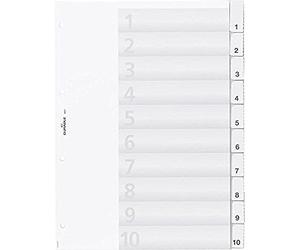 Durable 682119 Intercalaires Format A4 10 Touches - Onglets Soudés Et Planches d'Insertions 1-10 - Page de Garde - Perforations 4 Trous - Pvc Rigide Transparent
