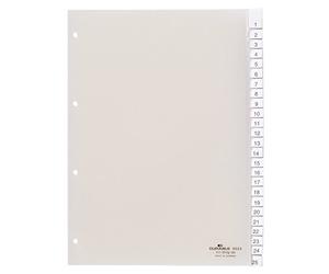 Durable 682419 Intercalaires Format A4 25 Touches - Onglets Soudés Et Planches d'Insertions 1-25/A-Z - Page de Garde - Perforations 4 Trous - Pvc Rigide Transparent