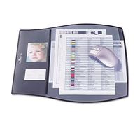 Durable 720901 Work Pad Sous-Main Forme Ergonomique avec 3 Rabats Transparents 3 Onglets 39 x 44 cm Noir