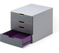 Durable 760427 Boîte à Tiroirs A4 (Varicolor) 4 Compartiments, avec Étiquettes pour Inscription, Multicolore
