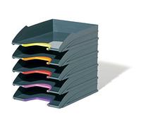 Durable 770557 Varicolor Tray Set Corbeille À Courrier Grise Avec Parement Coloris Assorti Lot De 5