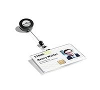 Durable 801619 Porte-Carte de Sécurité 1 Carte Format 54 x 86 mm Pochette Pvc Semi-Rigide Orientation Paysage avec enrouleur 8152 Cordon 80 cm Boîte de 10