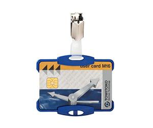 Durable 811806 Boite de 25 Porte-cartes de sécurité ouvert avec Clip 54 x 85 mm Bleu