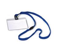 DURABLE Pochette porte-badge 813907 - Transparente 60 x 90 mm avec lacet bleu, boîte de 10