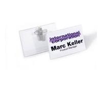 DURABLE Porte-badge avec pince combi format 40 x 75 mm transparent - boîte de 50