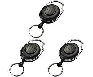 Durable 819801 Style LED Enrouleur Yoyo Longueur 80 cm Attache Ceinture avec Anneau Prisonnier Porte-clés + Eclairage LED, Paquet de 3