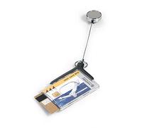 Durable 830858 Boite de 10 Double Porte-Cartes avec enrouleur Chromé