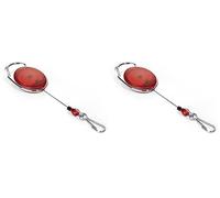 Durable 832703 Enrouleur Style Longueur 80 cm Attache Ceinture avec Mousqueton Universel Rouge Translucide Sachet de 1 (Lot de 2)