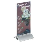 Durable 858719 Presenter Présentoir Porte - Affiche de Table Format 1/3A4 Recto/Verso Sur Socle Profilé Aluminium + Plaque Acrylique Transparent