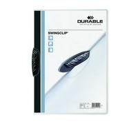 Durable A4 SwingClip Folder Polypropylene Capacity 30 Sheets, Black, Pack of 25