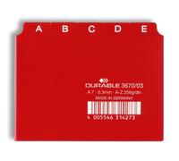Durable A7 Index Card Set Includes Printed A-Z Tabs Red Made of Strong PVC