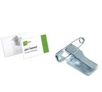 Durable 815719 Porte-badge Universel Fixation par Pince Combi pour Insertion Format 40 x 75 mm Plastique Résistant Transparent Boîte de 50