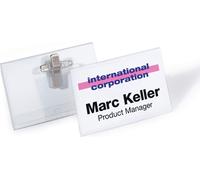 DURABLE Badges 40x75 mm avec pince combi, 50 pc, Transparent, 815719