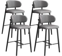 Durable Bar Stool Set of 4 with Backrest & Footrest MultiScenario Use 55cm Height Stylish Dark Grey Design Perfect for Kitchen Dining or Home Bar