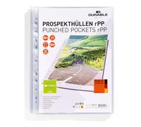 DURABLE - Boîte de 100 pochettes perforées transparentes A4 - Ouverture par le haut - 100% recyclable