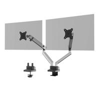 Durable Bras Support Écran Double Select Plus, jusqu'à 32 Pouces, Argent | Support moniteur de bureau, inclinable, orientable, rotation 90°, fixation pince ou boulon, pour 2 écrans de 8kg max
