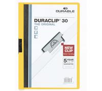 Durable Chemise de présentation Duraclip 30 A4, 25 pièces, Jaune, 220004 | Dos opaque coloré, capacité 1 à 30 feuilles non perforés, clip en acier indéformable, Made in Germany
