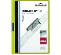 Durable Chemise de présentation Duraclip 30 A4, 25 pièces, Vert, 220005 | Dos opaque coloré, capacité 1 à 30 feuilles non perforés, clip en acier indéformable, Made in Germany